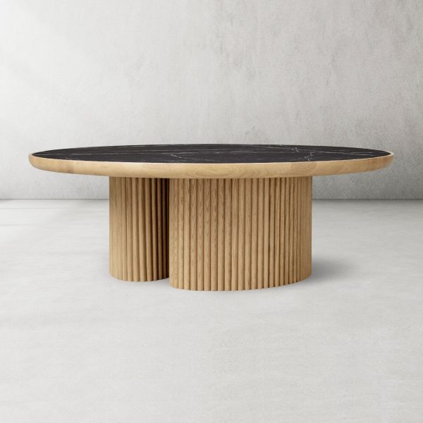 Aster Wood Round Coffee Table Contemporary Sofa Center Tea Table - Image 3