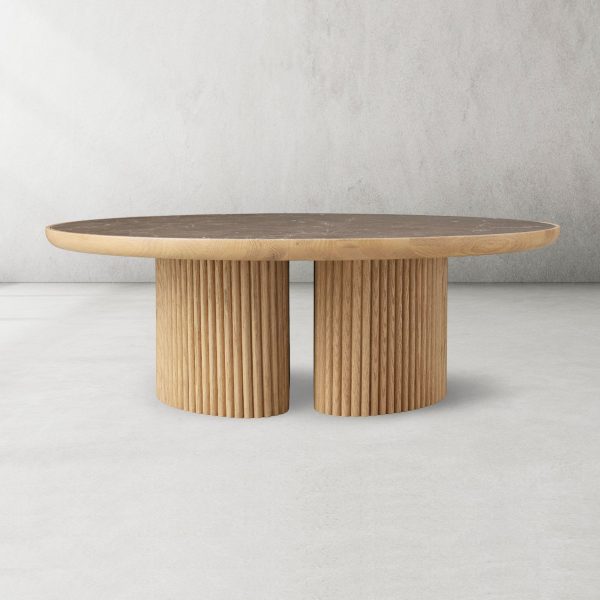 Aster Wood Round Coffee Table Contemporary Sofa Center Tea Table - Image 6