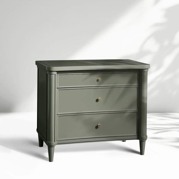 Henley Nightstand Solid Mahogany Nightside Tables With Three Drawers - Image 4