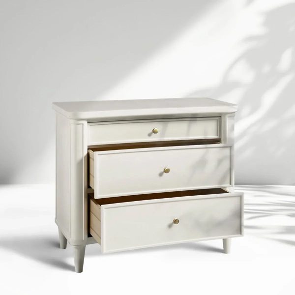 Henley Nightstand Solid Mahogany Nightside Tables With Three Drawers - Image 7
