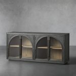 Hattie Solid Oak Sideboard Vintage Arched Buffet Storage Cabinet - Image 4