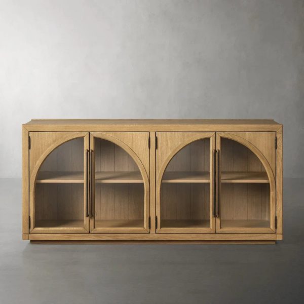 Hattie Solid Oak Sideboard Vintage Arched Buffet Storage Cabinet - Image 9