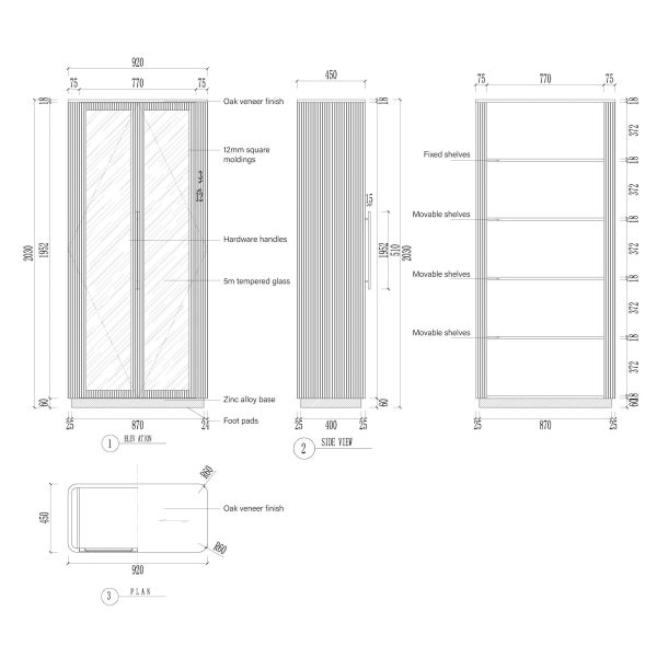 Finnley Glass Door Solid Wood Display Cabinet - Image 8