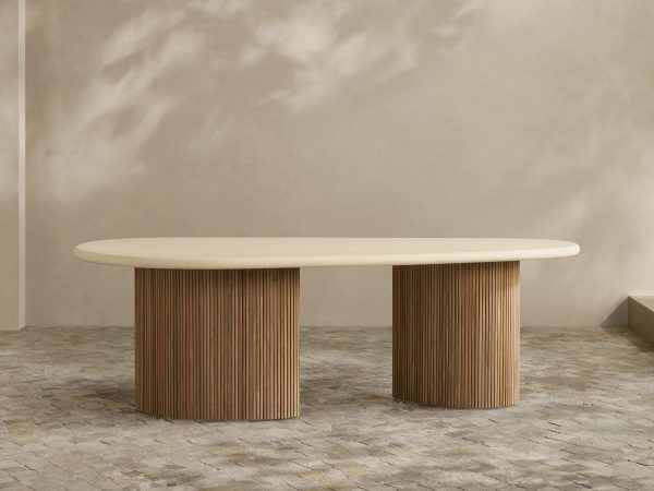 Alesso Outdoor Dining Table Modern Asymmetrical Teak Dining Table - Image 2