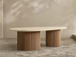 Alesso Outdoor Dining Table Modern Asymmetrical Teak Dining Table - Image 3