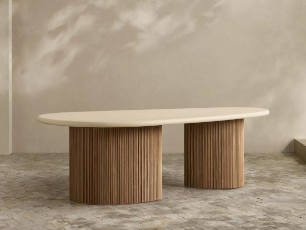 Alesso Outdoor Dining Table Modern Asymmetrical Teak Dining Table - Image 3