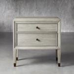 Lenox Wood Nightstand French Antique Bedside table With Two Drawers Chest - Image 5