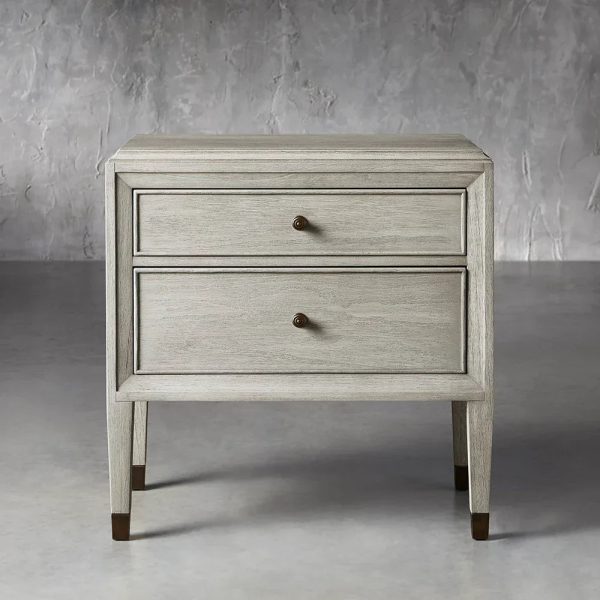 Lenox Wood Nightstand French Antique Bedside table With Two Drawers Chest - Image 5