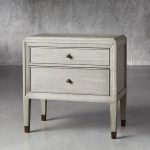 Lenox Wood Nightstand French Antique Bedside table With Two Drawers Chest - Image 6