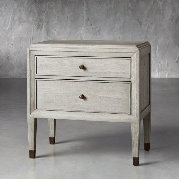 Lenox Wood Nightstand French Antique Bedside table With Two Drawers Chest - Image 6