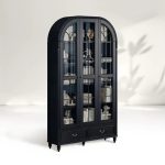 Hattie II Glass tall Display Cabinet Wood Classical European Design - Image 9