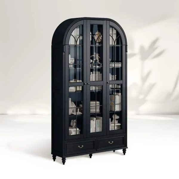 Hattie II Glass tall Display Cabinet Wood Classical European Design - Image 9