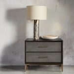 Malone Wood Nightstand Bedside Drawers Chest Table with Leather Insets - Image 7