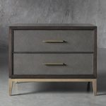 Malone Wood Nightstand Bedside Drawers Chest Table with Leather Insets - Image 6
