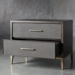 Malone Wood Nightstand Bedside Drawers Chest Table with Leather Insets - Image 8