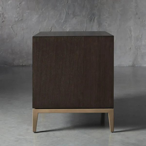 Malone Wood Nightstand Bedside Drawers Chest Table with Leather Insets - Image 10