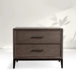Malone Wood Nightstand Bedside Drawers Chest Table with Leather Insets - Image 11