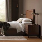 Malone Wood Nightstand Bedside Drawers Chest Table with Leather Insets - Image 2