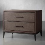 Malone Wood Nightstand Bedside Drawers Chest Table with Leather Insets - Image 3