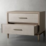 Malone Wood Nightstand Bedside Drawers Chest Table with Leather Insets - Image 12