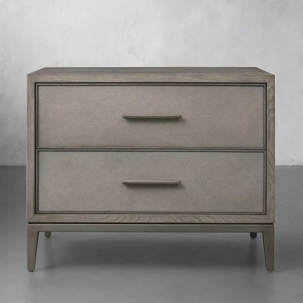 Malone Wood Nightstand Bedside Drawers Chest Table with Leather Insets - Image 15