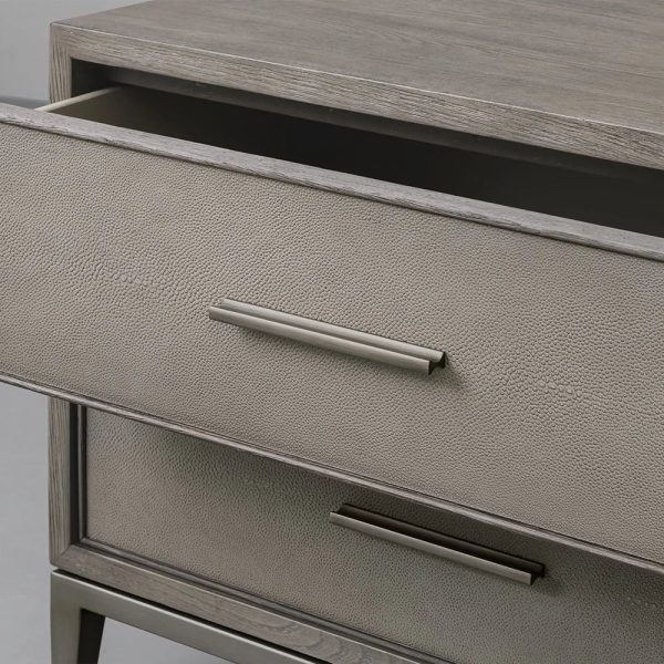 Malone Wood Nightstand Bedside Drawers Chest Table with Leather Insets - Image 17