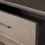 Malone Wood Nightstand Bedside Drawers Chest Table with Leather Insets - Image 5