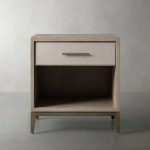 Malone Solid Wood Open Nightstand Shagreen Leather Bedside table With Drawers - Image 7