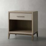 Malone Solid Wood Open Nightstand Shagreen Leather Bedside table With Drawers - Image 8