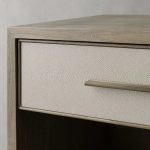 Malone Solid Wood Open Nightstand Shagreen Leather Bedside table With Drawers - Image 9
