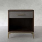 Malone Solid Wood Open Nightstand Shagreen Leather Bedside table With Drawers - Image 10
