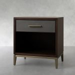 Malone Solid Wood Open Nightstand Shagreen Leather Bedside table With Drawers - Image 11