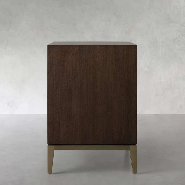 Malone Solid Wood Open Nightstand Shagreen Leather Bedside table With Drawers - Image 12