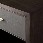Malone Solid Wood Open Nightstand Shagreen Leather Bedside table With Drawers - Image 13