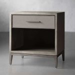 Malone Solid Wood Open Nightstand Shagreen Leather Bedside table With Drawers - Image 2