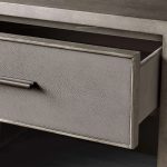 Malone Solid Wood Open Nightstand Shagreen Leather Bedside table With Drawers - Image 3