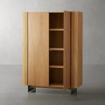 Mihaela Oak Wood Tall Cabinet Wine Barrel Inspired - Image 2