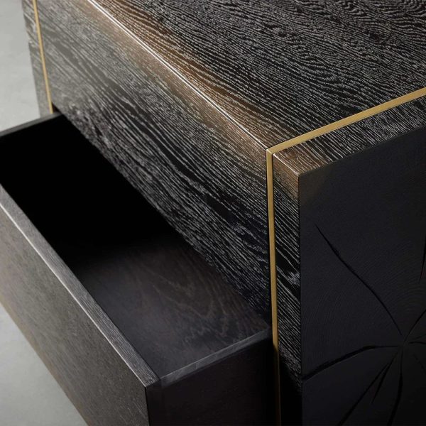 Mihaela Wood Closed Nightstand Retro Oak Nightside Table With Drawer Barrel Inspired - Image 5