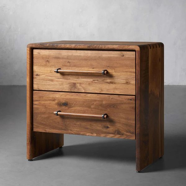 Miller Closed Nightstand Solid Walnut Nightside Table with Drawers - Image 3