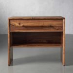 Miller Open Nightstand Solid Walnut Bedside table with Shelf & Drawers - Image 2