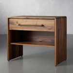 Miller Open Nightstand Solid Walnut Bedside table with Shelf & Drawers - Image 3