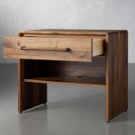 Miller Open Nightstand Solid Walnut Bedside table with Shelf & Drawers - Image 4