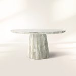 Edgewater Outdoor Dining Table in Jade Faux Marble Round Indoor Living Room Dinner Table