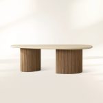 Alesso Outdoor Dining Table Modern Asymmetrical Teak Dining Table