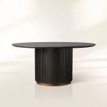Finnley Round Marble Stone Top With Wood Plinth Bases