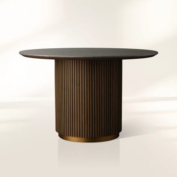 Finnley Round Marble Stone Top With Wood Plinth Bases - Image 9