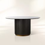 Finnley Round Marble Stone Top With Wood Plinth Bases - Image 8
