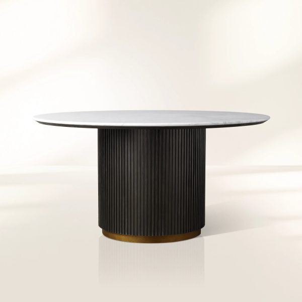 Finnley Round Marble Stone Top With Wood Plinth Bases - Image 8