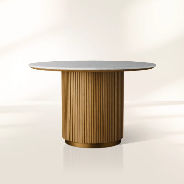 Finnley Round Marble Stone Top With Wood Plinth Bases - Image 11