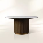 Finnley Round Marble Stone Top With Wood Plinth Bases - Image 10